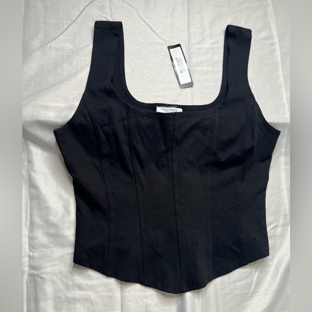 Discreet  Black Sleeveless Bustier Crop Tops size M